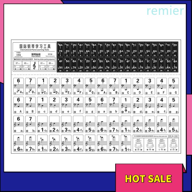 Re removable piano sticker 61/88 phím bàn phím đàn piano trong suốt stave bàn phím điện tử ghi chú sticker