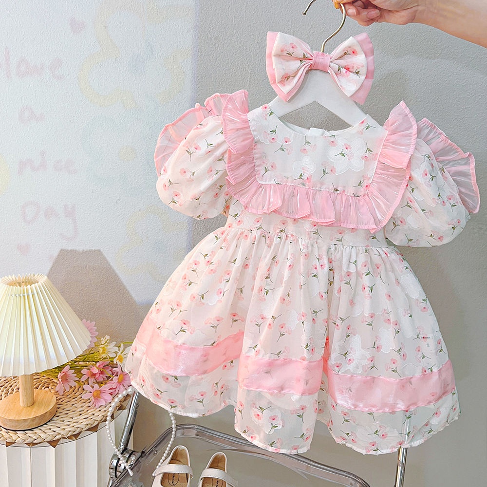 Đầm Công Chúa Phong Cách Hàn Quốc Dễ Thương Thời Trang Mùa Hè Cho Bé Gái