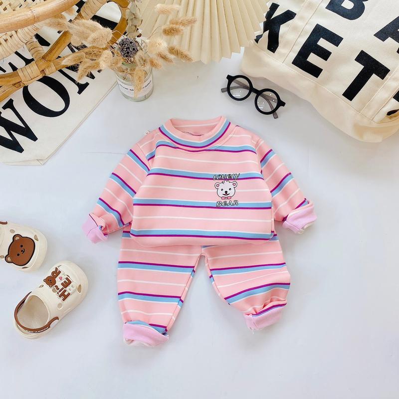Bộ nỉ dài tay họa tiết kẻ sọc cho bé trai, bé gái size 5-15kg