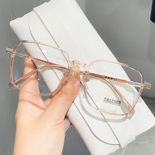 Ultra-light large square frame brown myopia glasses for men and women lens plain face thin anti-blue anti-radiation flat lens
