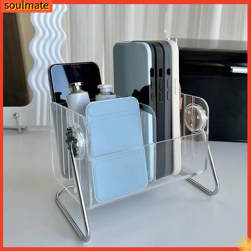 Giá đỡ mỹ phẩm xoay 360 độ trong suốt dung lượng lớn thiết kế lưới phòng ngủ để bàn son môi lông mày hộp lưu trữ bút cung cấp gia đình