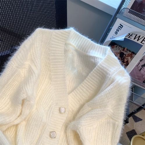 Áo Khoác Cardigan Dệt Kim Tay Dài Màu Sắc Xinh Xắn Cho Nữ