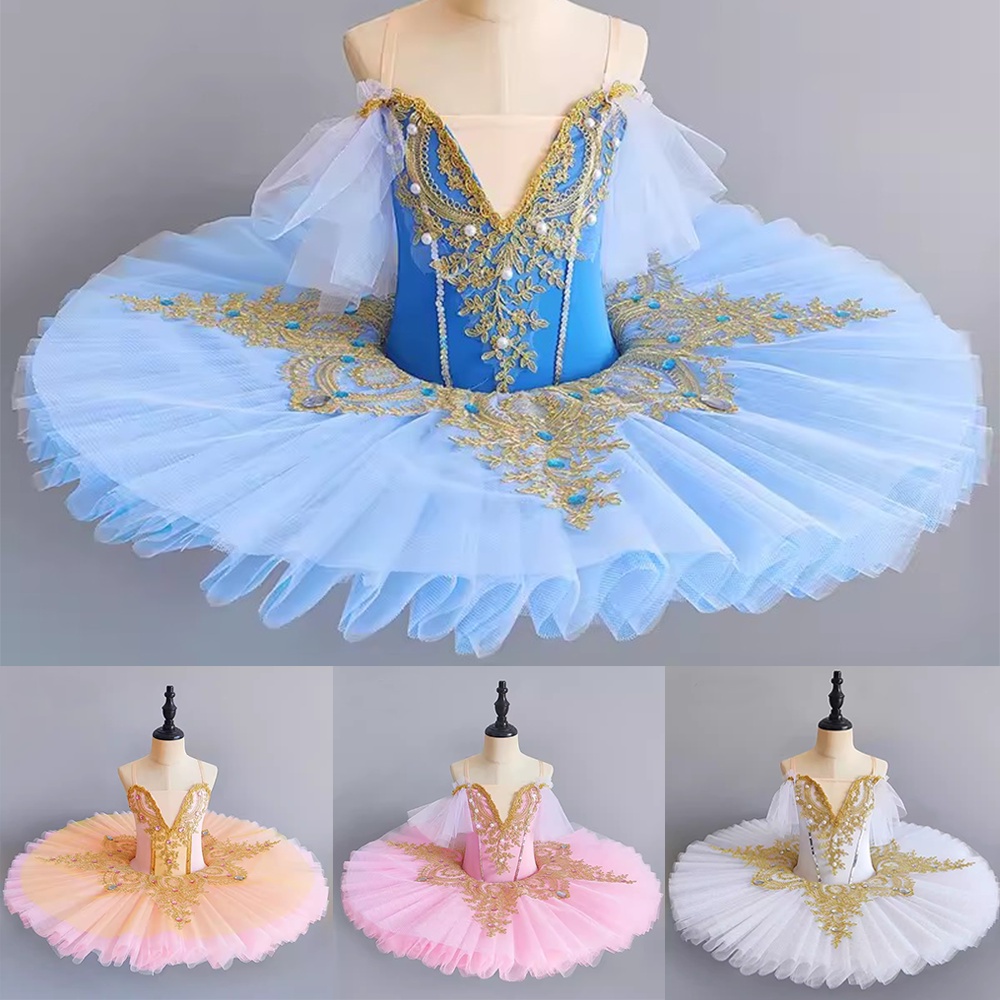 Trẻ em cô gái trang phục múa ba lê little swan lake váy biểu diễn chuyên nghiệp tutu gạc váy màu hồng xanh trắng quần áo khiêu vũ mùa hè