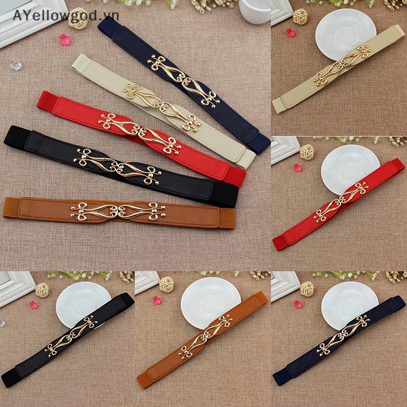 Ayellowgod thời trang dây thắt lưng đàn hồi thanh lịch cummerbund phụ nữ váy khóa thắt lưng dây đeo eo vn