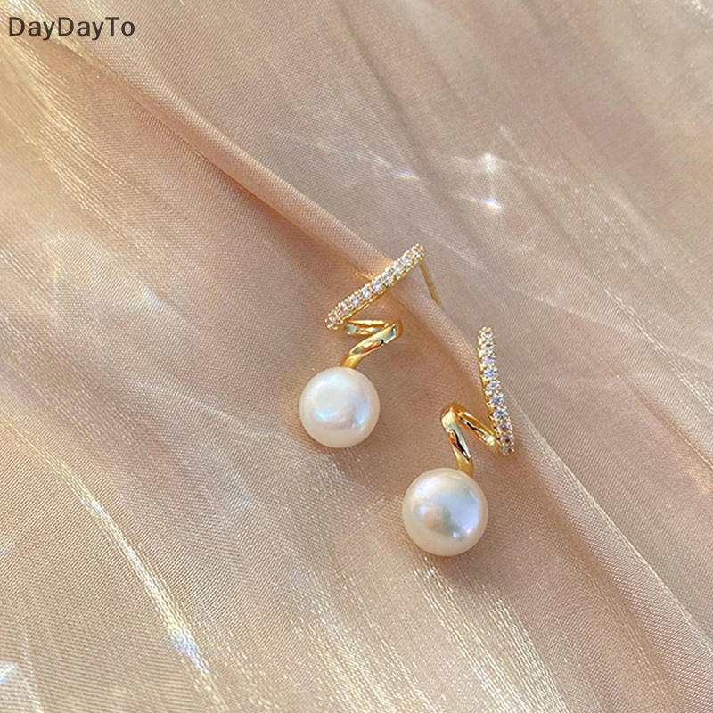 Daydayto 1 đôi ins phong cách hàn quốc tỏa sáng thời trang bông tai ngọc trai phụ nữ rhinestone bông tai ngọc trai trang sức đơn giản bông tai nữ trang trí.