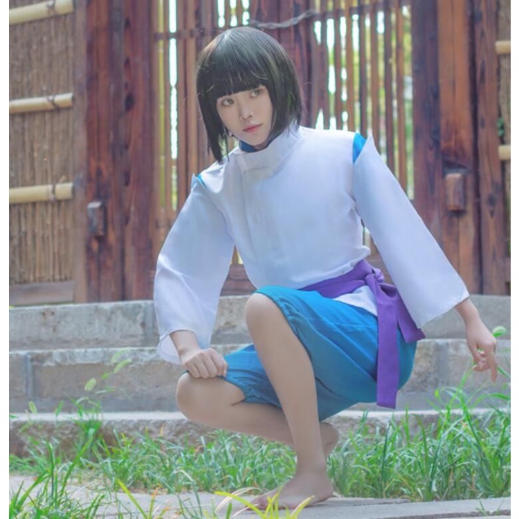 Spirited Away cos costume Ogino Chihiro cosplay White Dragon Haku cosplay Suit Anime Exhibition Costume