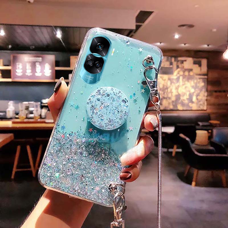 Ốp lưng điện thoại cho honor 90 lite 5g x50i luxury starry sky soft cover với dây đeo cổ dài và giá đỡ