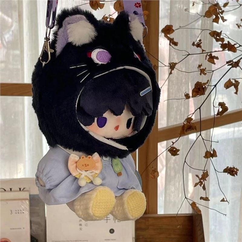 Anime genshin impact hình sang trọng scaramouche dress up doll với quần áo mèo sang trọng 7,9 inch đồ trang trí nhồi bông mềm và bộ sưu tập quà tặng cho người hâm mộ