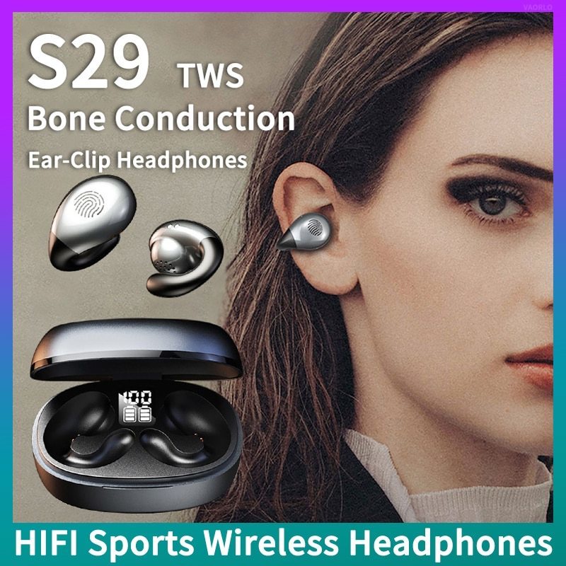 S29 bone conduction concept tai nghe bluetooth 5.2 tai nghe không dây có mic hifi bass trò chơi thể thao tai nghe ear-clip earring