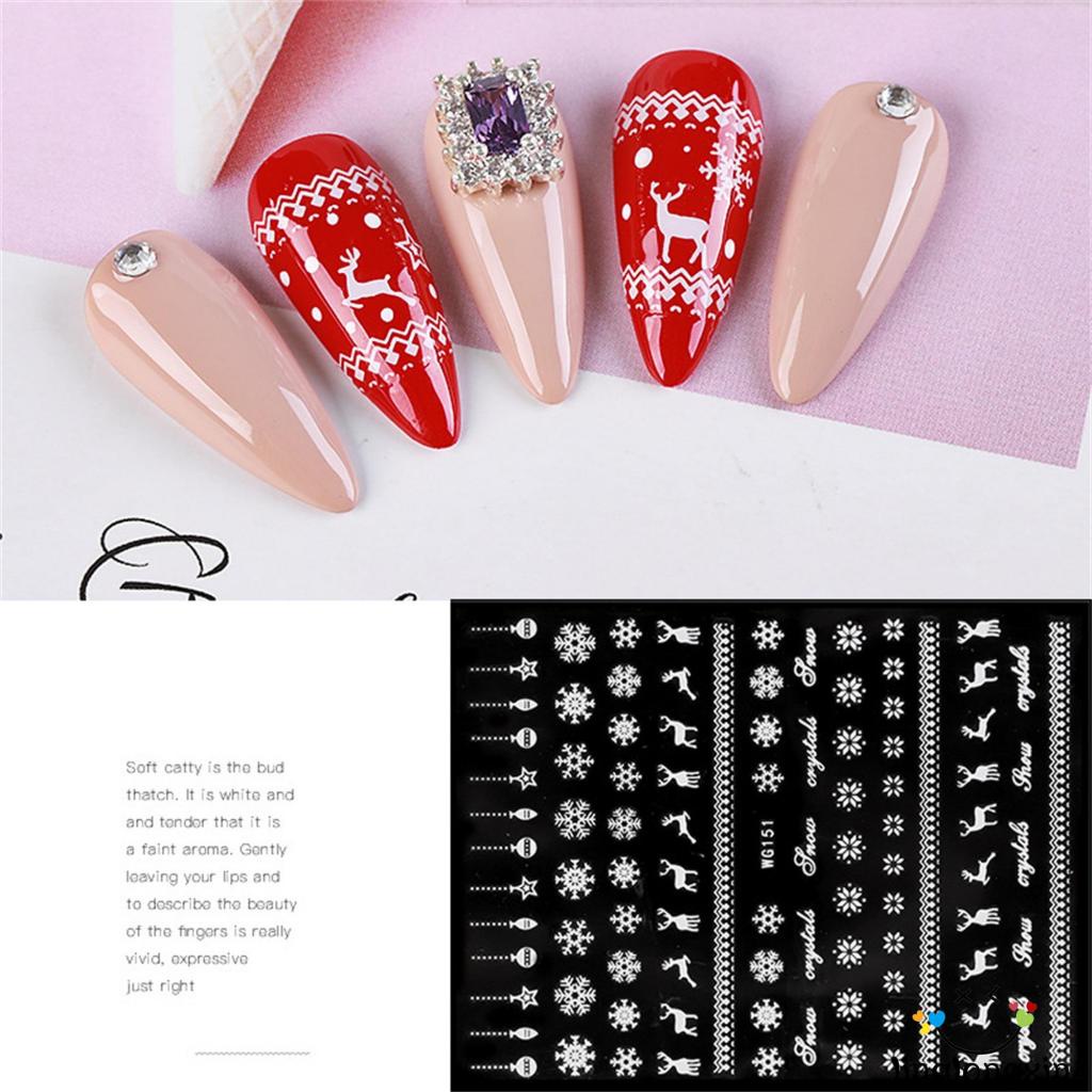 Linglongxi2-christmas nail stickers snowflake 3d self adhesive nail decals