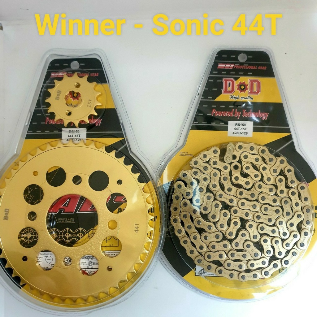 Bộ nhông sên dĩa vàng Exciter150 , Ex 135, Winner, Raider , Sonic, Sirius ,Wave hàng cao cấp