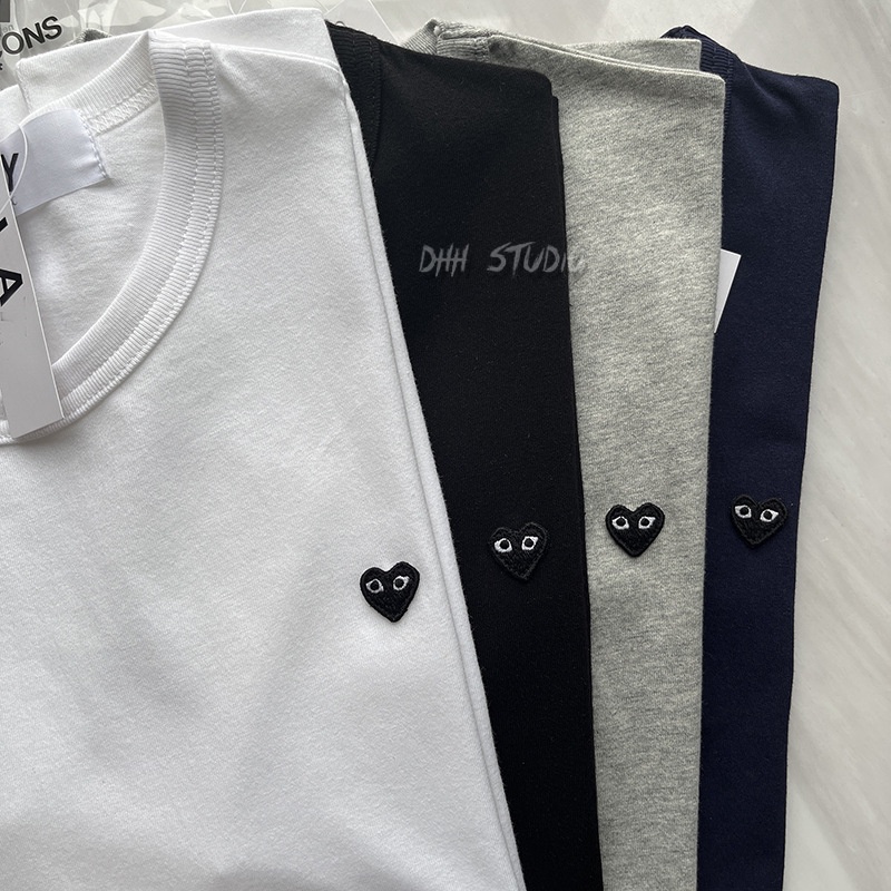 Play 220g fashion brand love cotton T-shirt Baoling black heart embroidery men's and women's play short sleeves