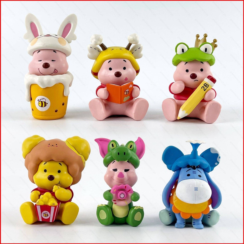 Yelan 6 cái winnie the pooh hành động hình bỏng ngô pooh bear eeyore piglet mô hình búp bêtoys cho trẻ em bộ sưu tập quà tặng