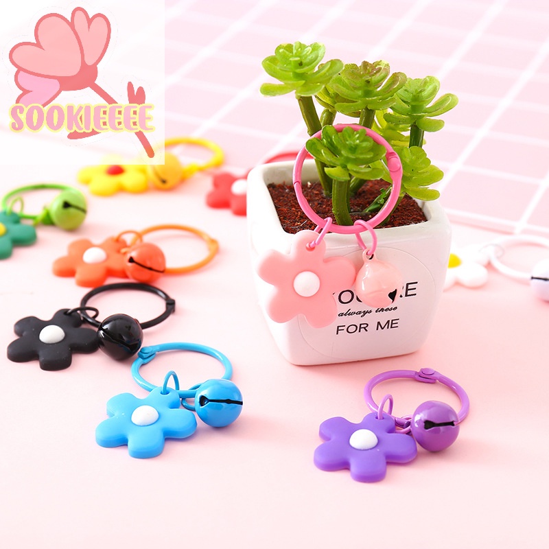 Thời trang mới móc khóa hoa kẹo nhỏ cho phụ nữ cô gái chuông chìa khóa vòng đeo chìa khóa ô tô túi ch mặt dây chuyền trang sức bên