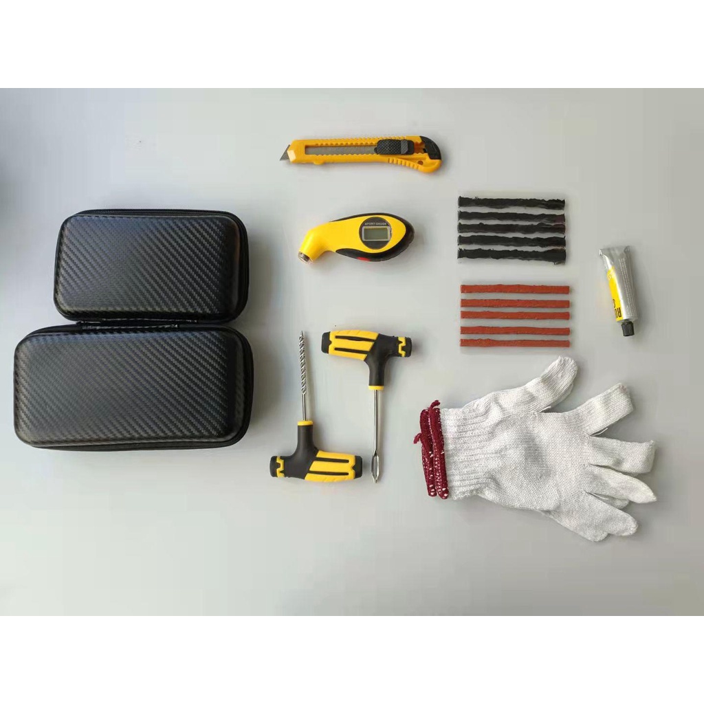 Bộ dụng cụ sửa chữa lốp ô tô chuyên nghiệp với túi lưu trữ bộ dụng cụ nghiên cứu nhà để xe máy ô tô xe máy không săm lốp thủng phích cắm máy khoan công cụ sửa chữa bit