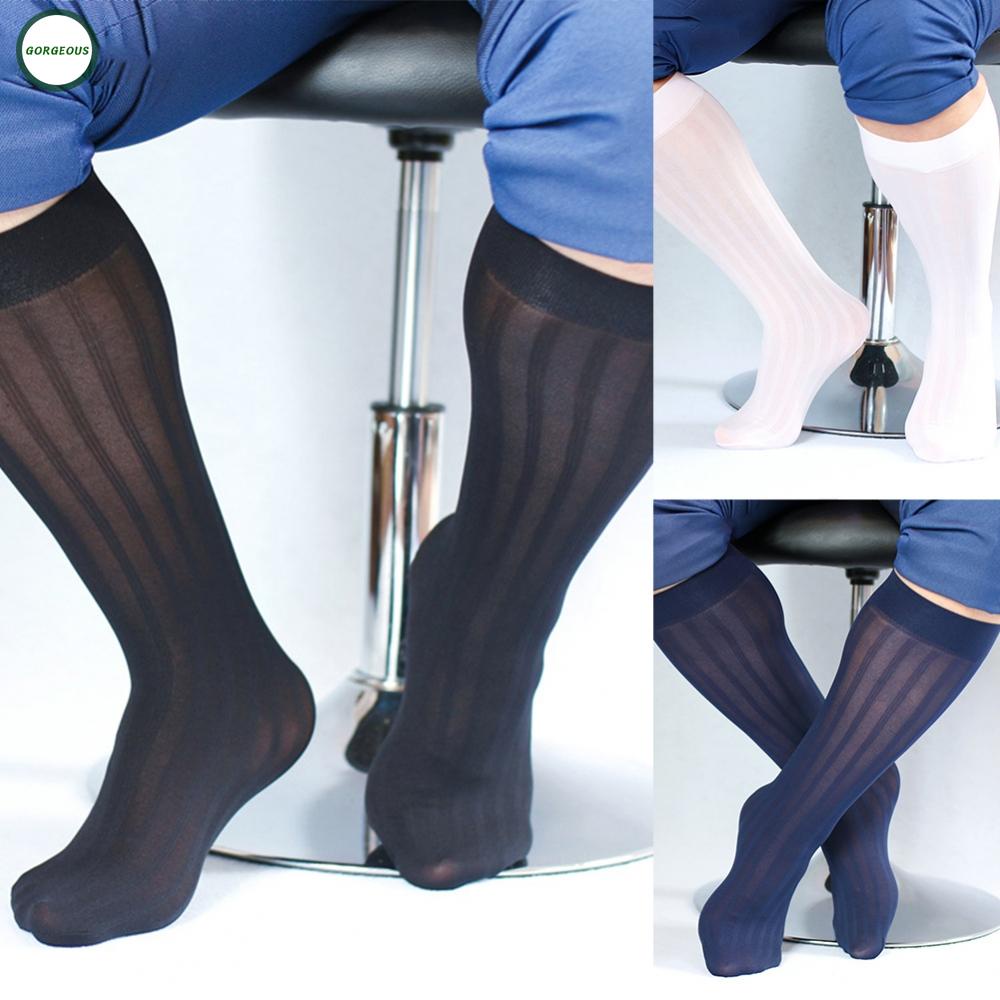 New Coming~Male Nylon Sexy Sheer Silky Stockings Striped Thin Breathable Business#Home Essentialses