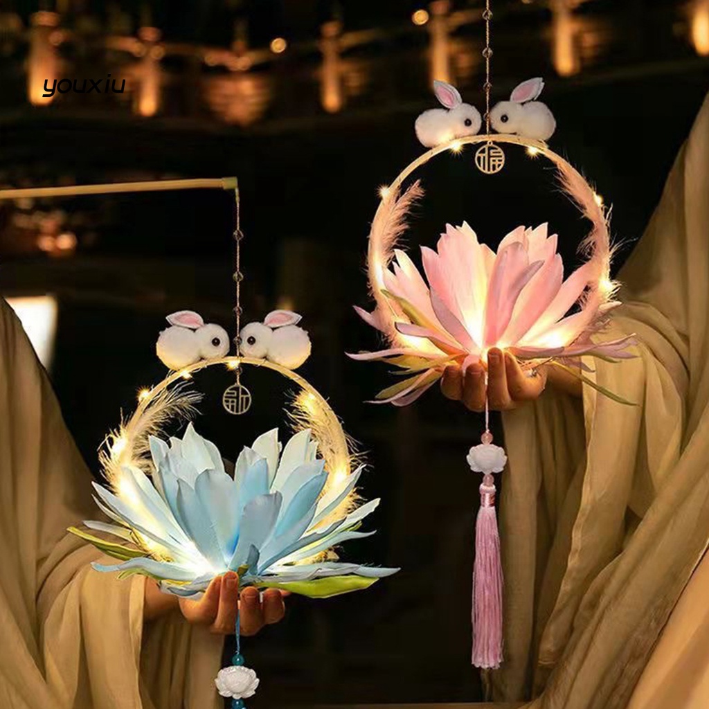 Yfp di động đèn lồng phát sáng mô phỏng hoa tua bùa tự làm đồ chơi giáo dục trang trí bầu không khí dễ thương làm bằng tay đèn led thỏ hoa sen phát sáng trang trí cho năm mới