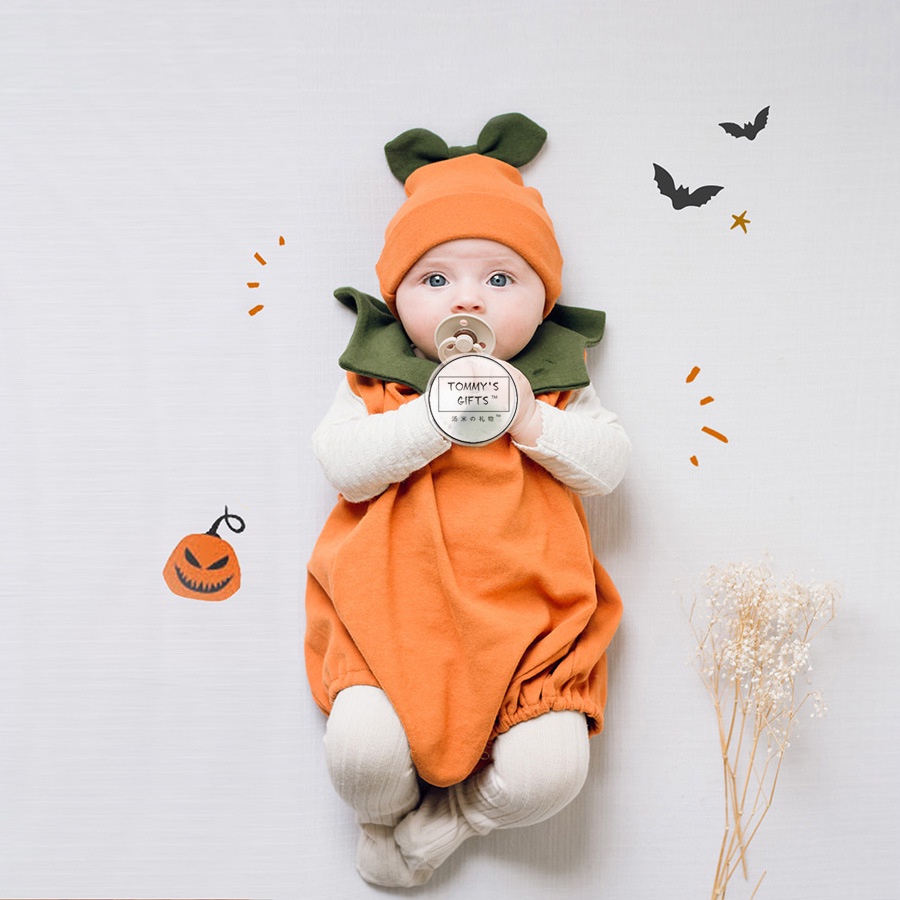 Bộ Đồ Ngủ Liền Thân Hình Bí Ngô Phong Cách halloween Dành Cho Trẻ Em Mới Sinh