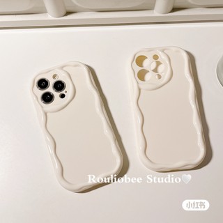 Dễ thương cream wave frame vỏ điện thoại ốp lưng silicon mềm chống sốc vỏ cho iphone 14 13 12 11 pro max xr xs max 14 plus