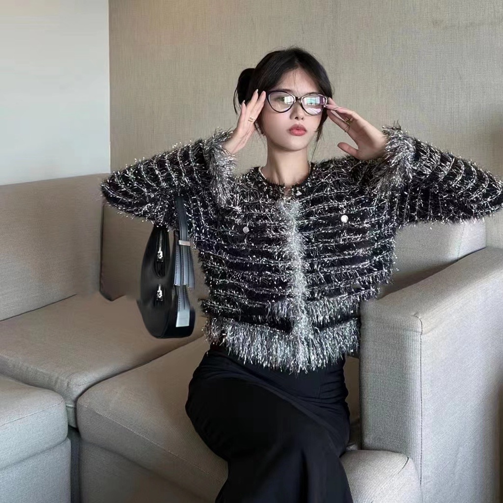 Áo Khoác cardigan Dệt Kim Cổ Tròn Thời Trang Phương Tây Cho Nữ 2023