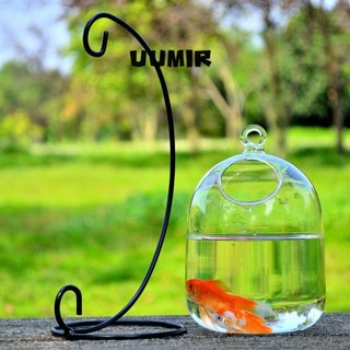 UUMIR Bể cá thủy tinh trong suốt kèm giá đỡ mini nhiều màu độc đáo trang trí nhà cửa