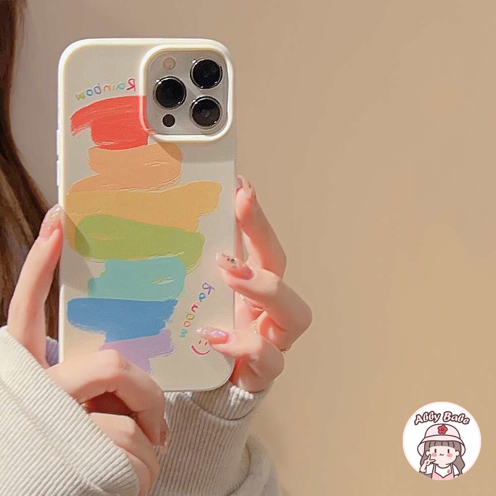 Ốp Điện Thoại TPU Mềm Bo Viền Chống Bụi Màu Cầu Vồng / Trắng Cho IPhone 14 Pro Max 13 12 11 Pro Max