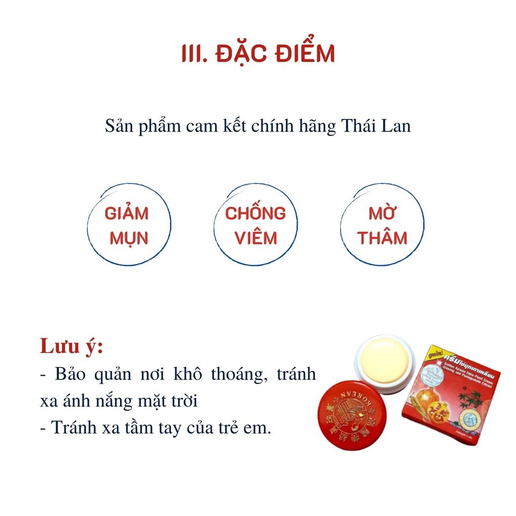 Kem sâm lựu đỏ trắng da, giảm mụn Thái Lan - Sản phẩm chính hãng