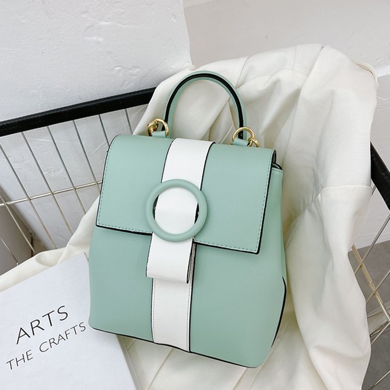 Ba Lô Da Phối Màu Tương Phản Phong Cách Phương Tây Cho Nữ