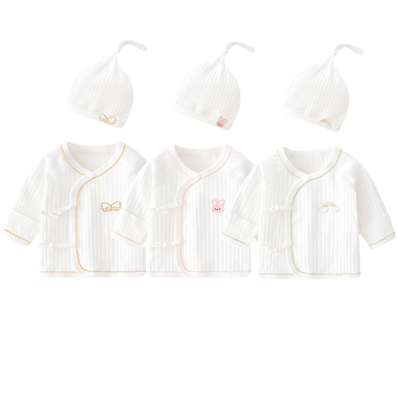 Bộ Áo Liền Quần 100% Cotton Không Xương Mỏng Nhẹ Thoáng Khí Kèm Nón Thời Trang Mùa Hè Cho Bé Sơ Sinh
