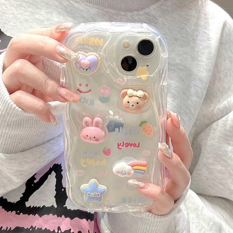 Ốp Điện Thoại Silicon Chống Rơi Hình Gấu Và Thỏ Cho IPhone 14 13 12 11 7 8 Pro Max XS XR 8 7 14 Plus | BigBuy360 - bigbuy360.vn