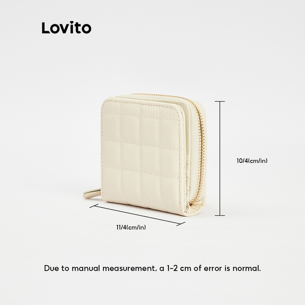 Ví giữ thẻ LOVITO có khóa kéo màu trơn thanh lịch dành cho nữ L48BA043 (trắng/ hồng/ xanh lá/ đen)
