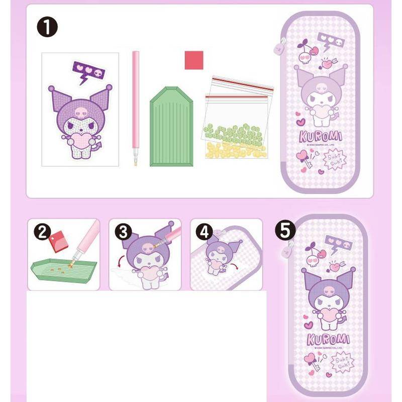 SANRIO Túi Đựng Bút Cầm Tay Bằng Da Đính Đá Pha Lê Tự Làm Họa Tiết Cinnamoroll Mymelody Kuromi 2023