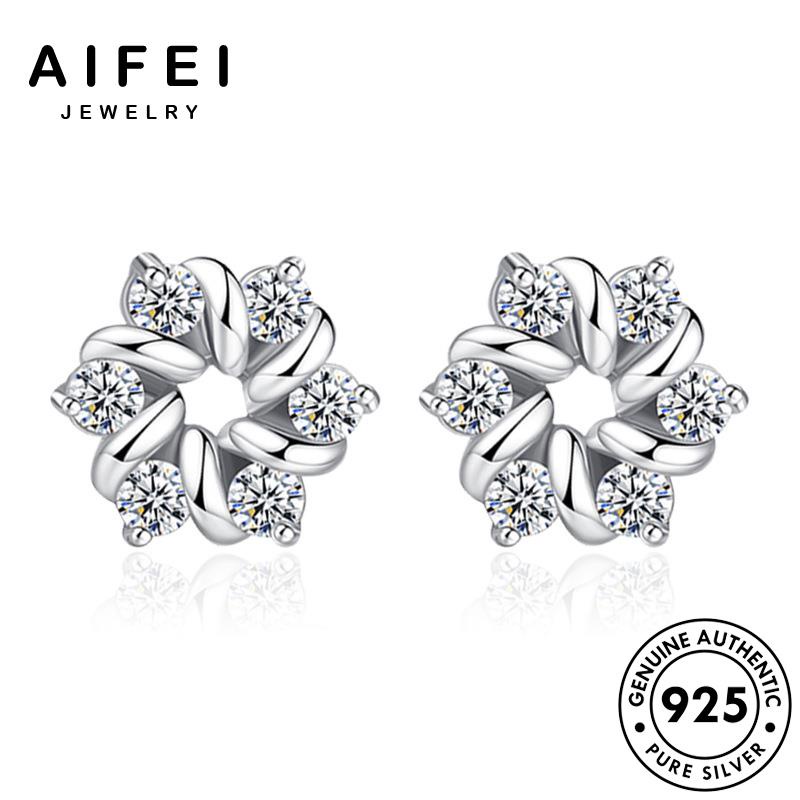 AIFEI JEWELRY quốc thật sức tai tròn thời moissanite nữ bông 925 trang Thời khuyên hàn trang kiện tua thời xỏ nguyên bản hoa bạc cương kim phụ vành E23