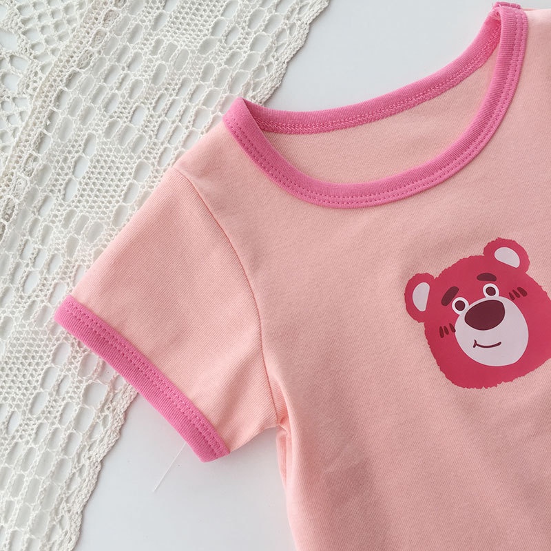 80-130cm Phong Cách Mùa Hè Thời Trang Bé Gái Dễ Thương Bé Gái Tay Ngắn Top Mùa Hè Áo Thun Trẻ Em Trẻ Em Cổ Tròn Nửa Tay Áo Sơ Mi