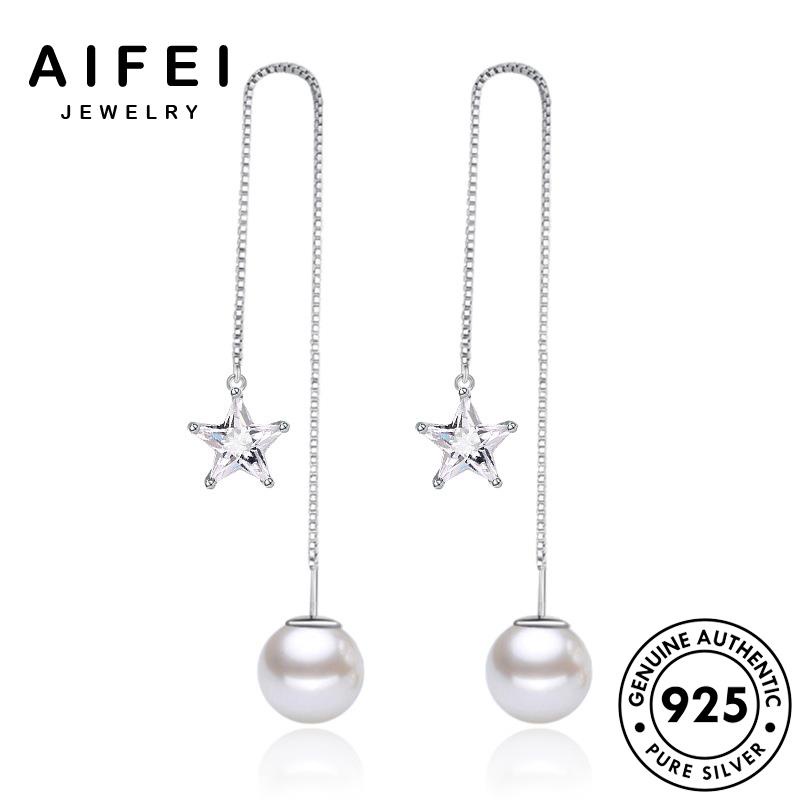 AIFEI JEWELRY tròn thật ngôi ngọc bản bạc nguyên sao 925 sức khuyên đơn hàn kiện thời trang quốc bông vành nữ Thời trai phụ tai tua giản xỏ E668
