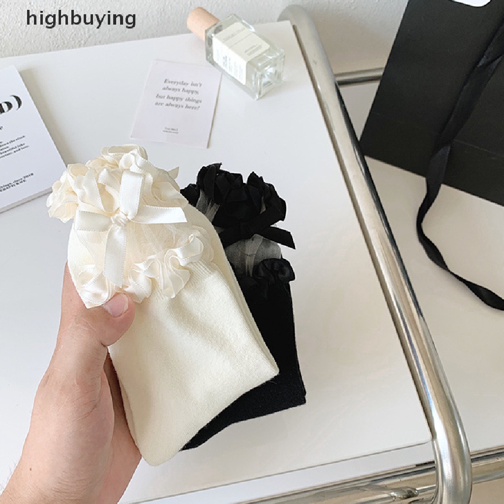 Hbvn Belle Vớ Ren Cổ Vừa Màu Trơn Đính Nơ Thời Trang Xuân Hè Cho Bé Mặc Ngoài Trời JK Lorita Mary Jean Tidal ins