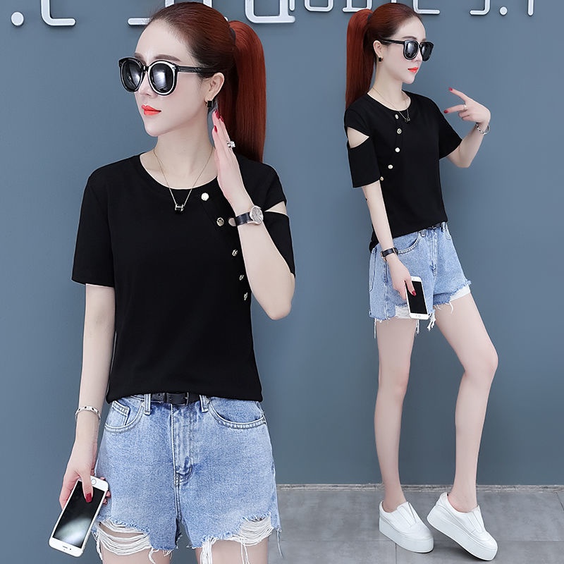 Áo Thun Tay Ngắn Hở Vai Thời Trang Mùa Hè Dành Cho Nữ