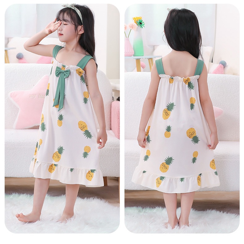 Đầm Ngủ Hai Dây 95-150cm In Họa Tiết Hoạt Hình Dễ Thương Dành Cho Bé Gái