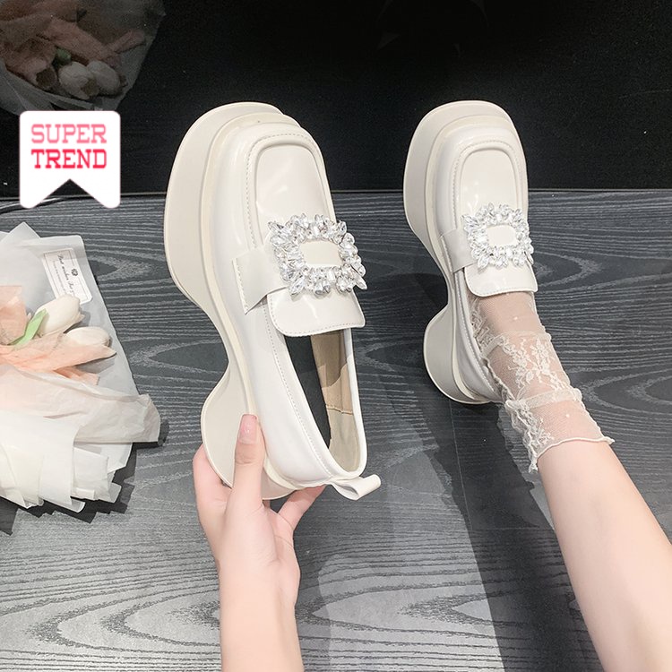 Giày Lười Mũi Vuông Màu Trơn Thoải Mái Dễ Phối Đồ Thời Trang