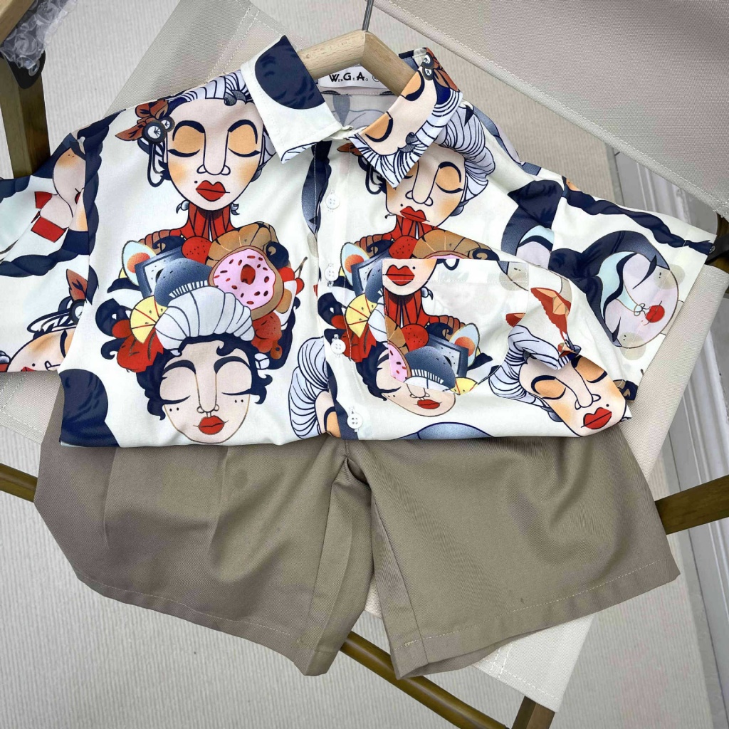 Áo Sơ Mi Tay Ngắn Họa Tiết Hoa Phong Cách Hong Kong Cho Bé