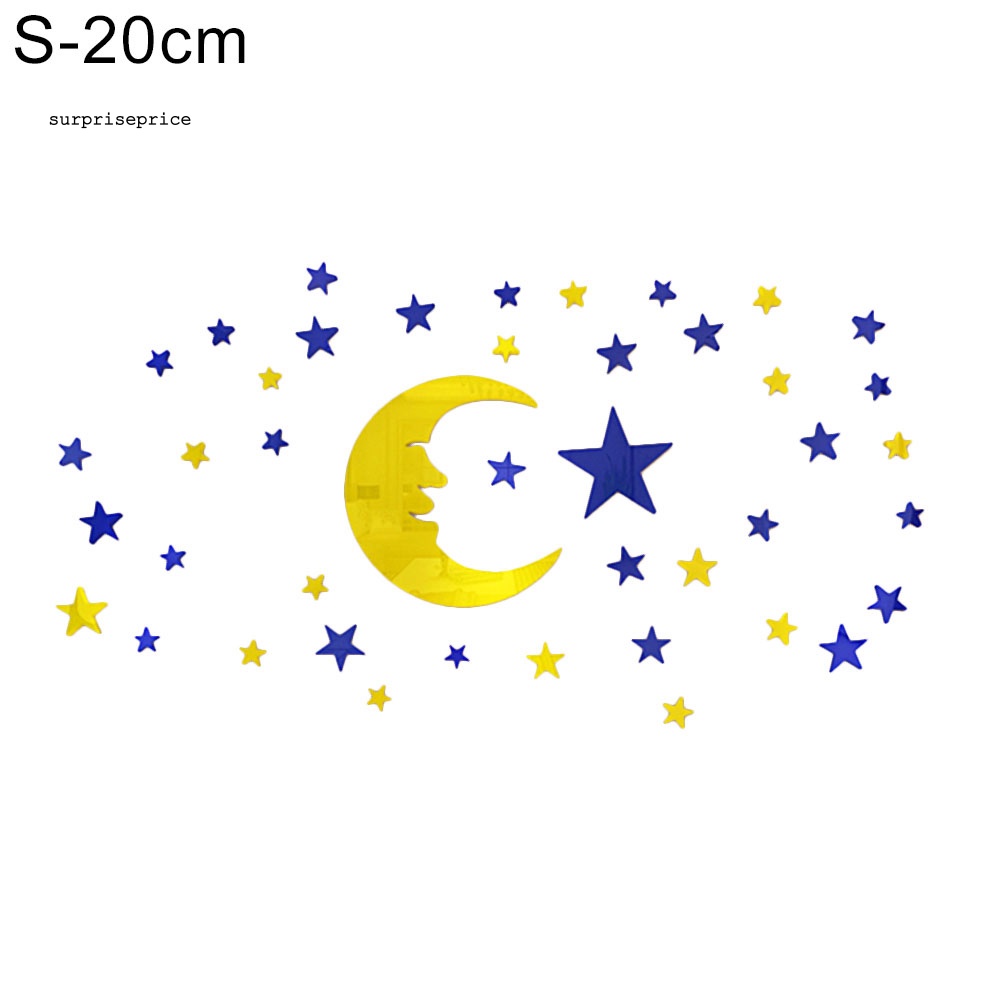 Decal dán tường Bằng Acrylic Với Họa Tiết 3D Hình Mặt Trăng Và Ngôi Sao Dùng Trang Trí Phòng Cho Trẻ