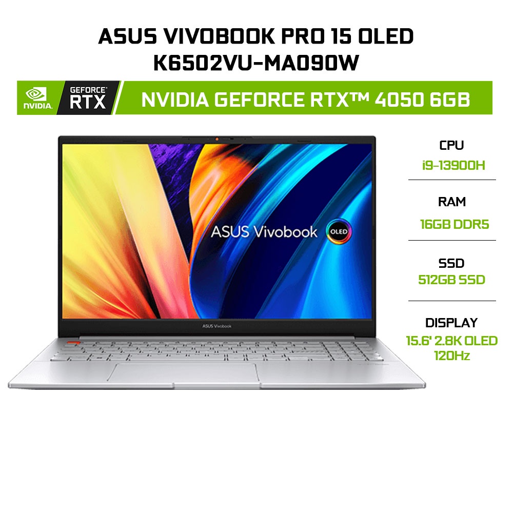 Laptop ASUS VivoBook Pro 15 OLED K6502VU-MA090Wi9-13900H16G512GRTX4050 6G15.6'