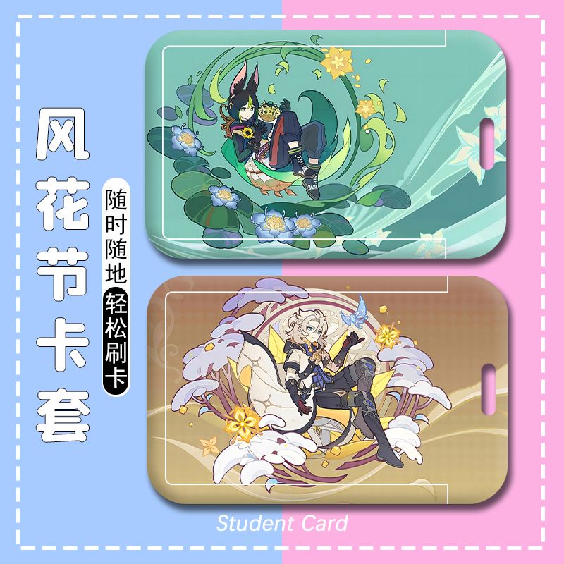 Ví Đựng Thẻ ID Họa Tiết Hoạt Hình Anime Genshin Impact Windblume Venti / Tighnari / Hutao Giá Đỡ