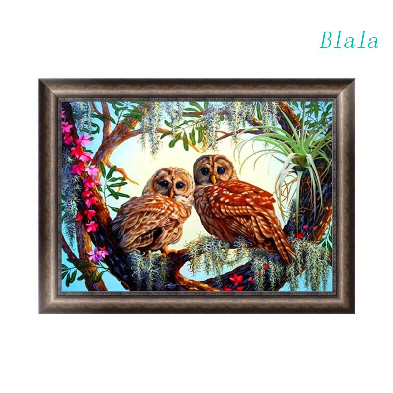 Tranh Thêu Chữ Thập Đính Đá Kim Cương 5D Hình Vẽ Cú Mèo