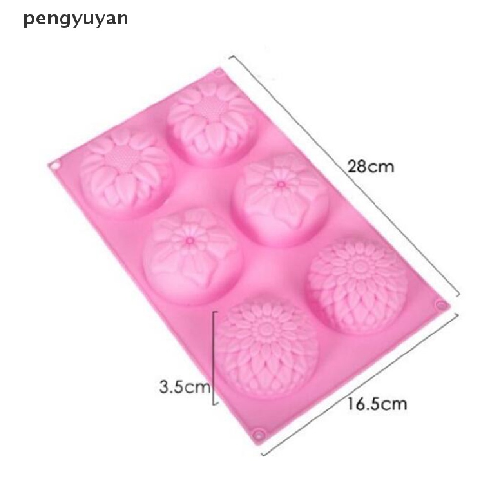 Khuôn Làm Bánh / Xà Phòng Handmade 6 Lỗ Hình Hoa Tròn Bằng Silicone DIY