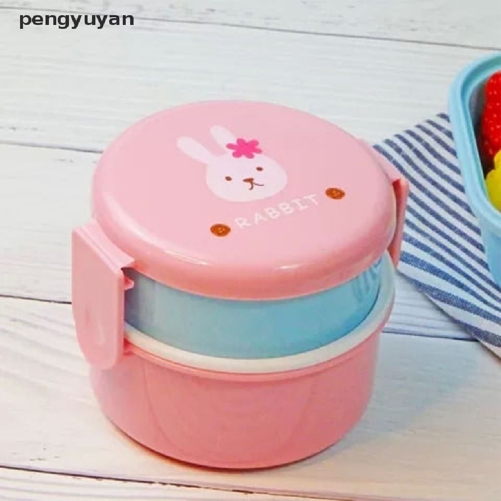 Hộp cơm Hai Tầng Hình Tròn Mini Dung Tích 540ml Phong Cách Nhật Bản