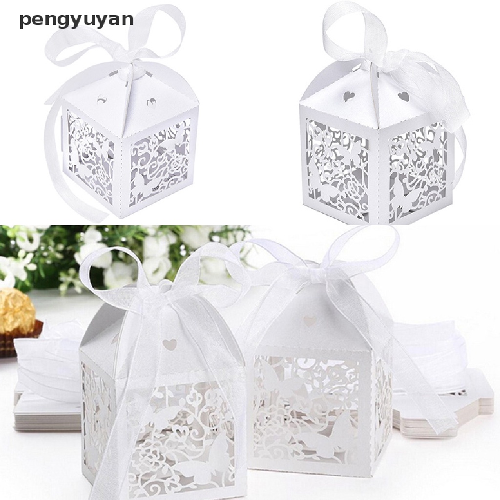 [pengyuyan] 10 / 50 / 100 Hộp Quà Giấy Hình Bướm Có Ruy Băng
