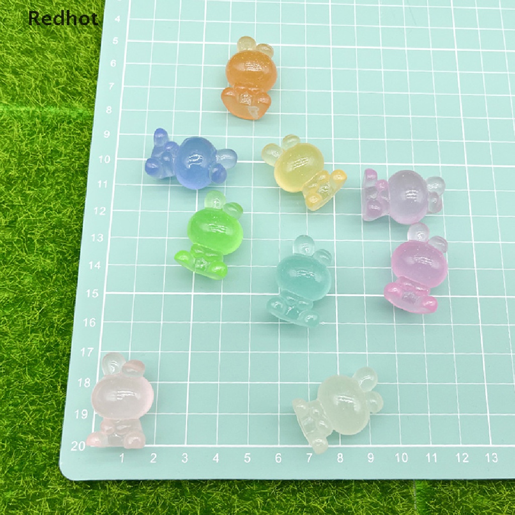 &lt; Redhot &gt; Bộ 2 Tượng Thỏ Hoạt Hình Mini Bằng Nhựa Phát Quang Trang Trí Xe Hơi