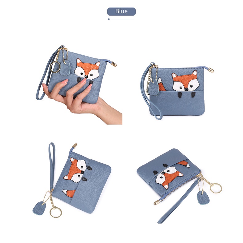 Dễ Thương Ví Đựng Tiền Xu mini Bằng Da Siêu Mỏng Có Khóa Kéo Họa Tiết Hoạt Hình Sáng Tạo Cho Nữ