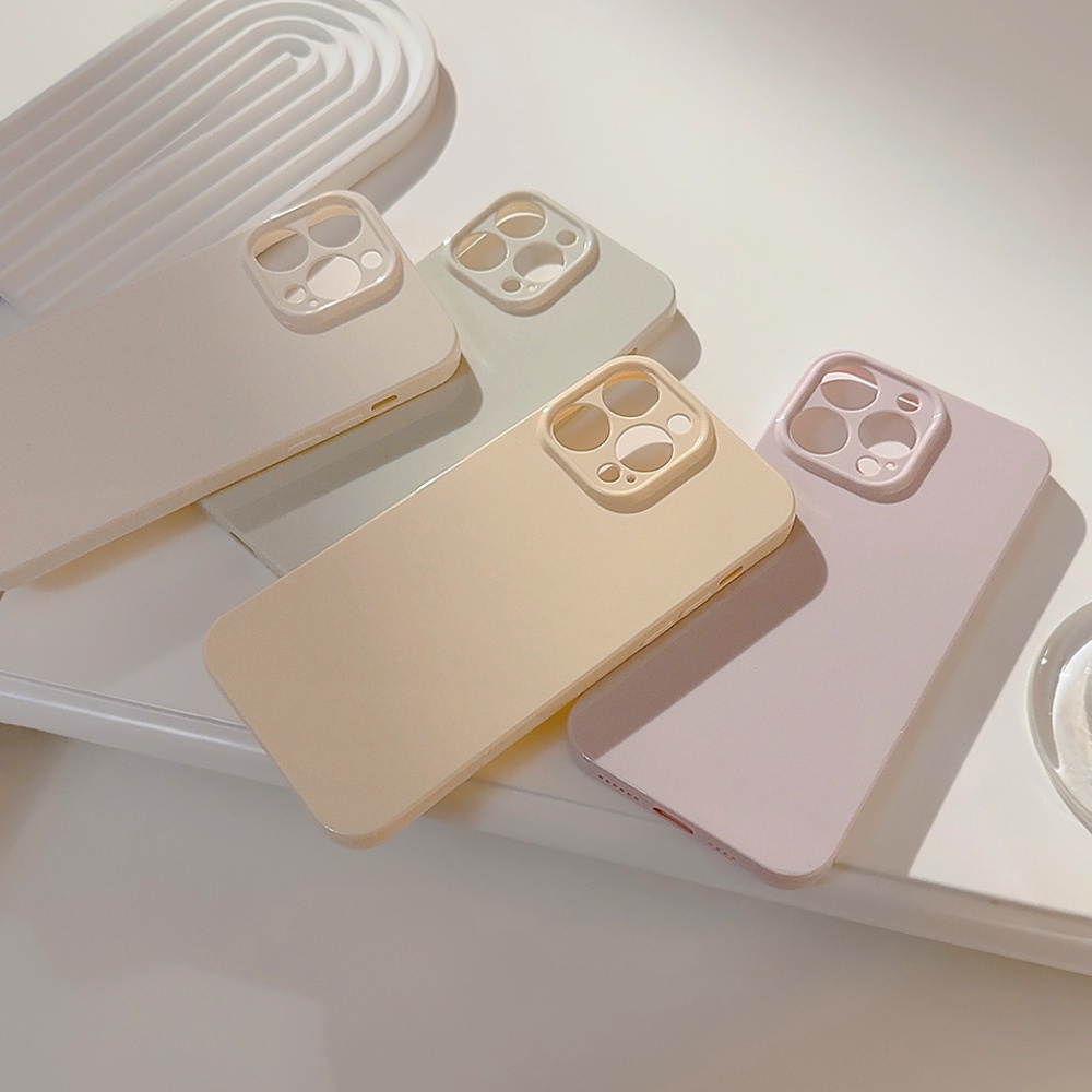 Ốp Điện Thoại TPU Mềm Chống Trầy Màu Trơn Bảo Vệ Ống Kính Máy Ảnh Cho IPhone 11 12 13 14 Pro Max